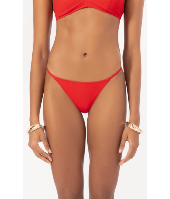 Calcinha Lateral Fininha Canelado Geo Vermelho