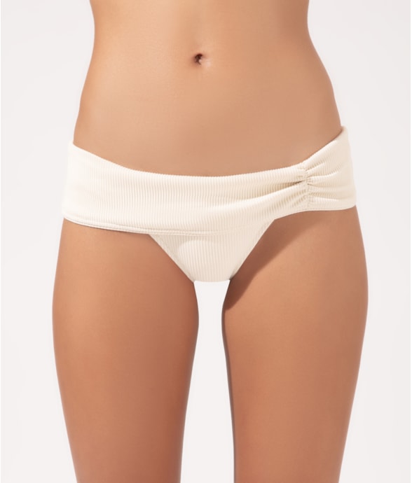 Calcinha Pala Larga Viés Madras Off White