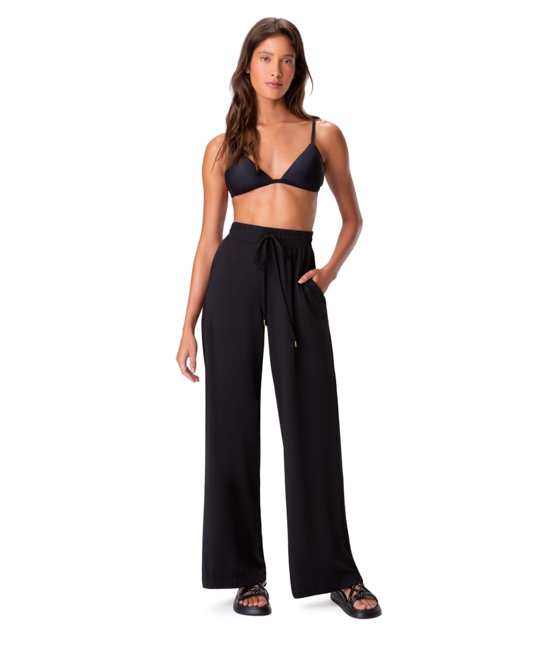 Calcinha Resort Reta Jersey Preto