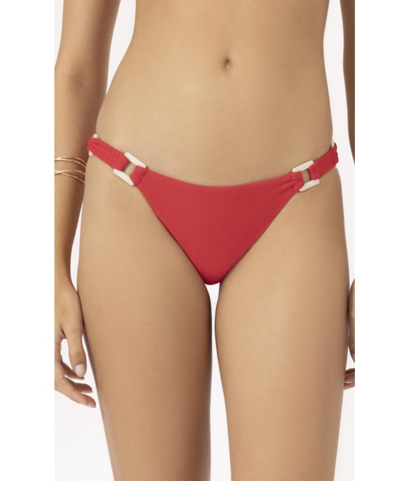Calcinha Reta Miracle Midi Canelado Geo Vermelho