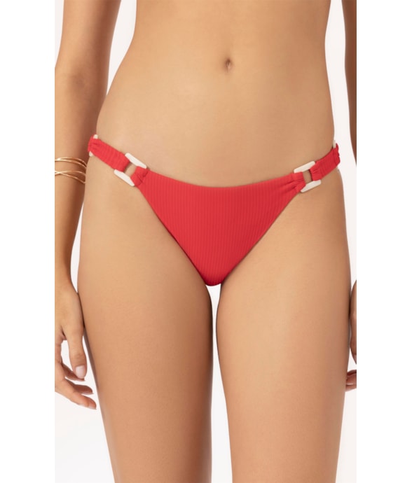 Calcinha Reta Miracle Midi Canelado Geo Vermelho