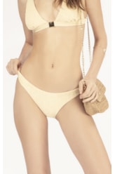 Calcinha Reta Miracle Midi Crepe Shine Amarelo Manteiga