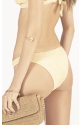 Calcinha Reta Miracle Midi Crepe Shine Amarelo Manteiga
