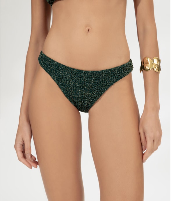 Calcinha Reta Miracle Midi Crepe Shine Verde Escuro