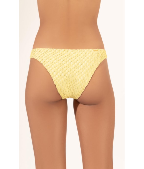Calcinha Reta Miracle Midi Mesh Lurex Amarelo Claro