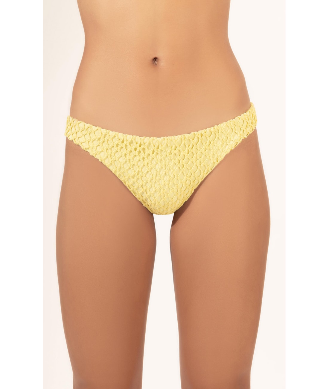 Calcinha Reta Miracle Midi Mesh Lurex Amarelo Claro
