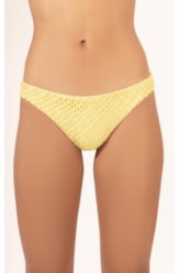 Calcinha Reta Miracle Midi Mesh Lurex Amarelo Claro