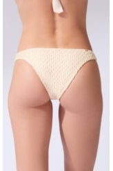 Calcinha Reta Miracle Midi Mesh Lurex Natural