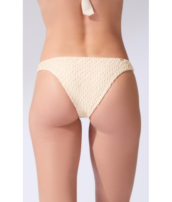 Calcinha Reta Miracle Midi Mesh Lurex Natural