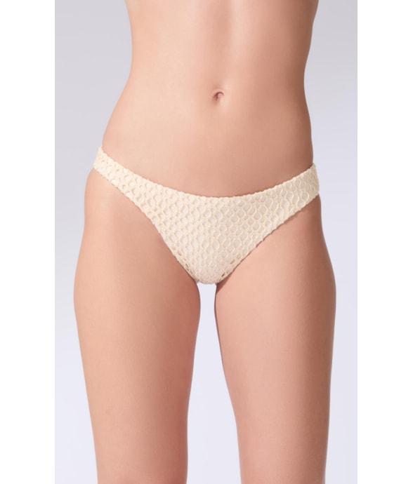 Calcinha Reta Miracle Midi Mesh Lurex Natural