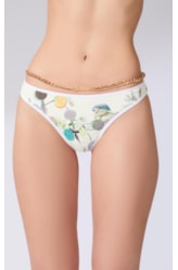 Calcinha Reta Viés Bouquet Off White