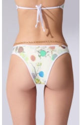 Calcinha Reta Viés Bouquet Off White