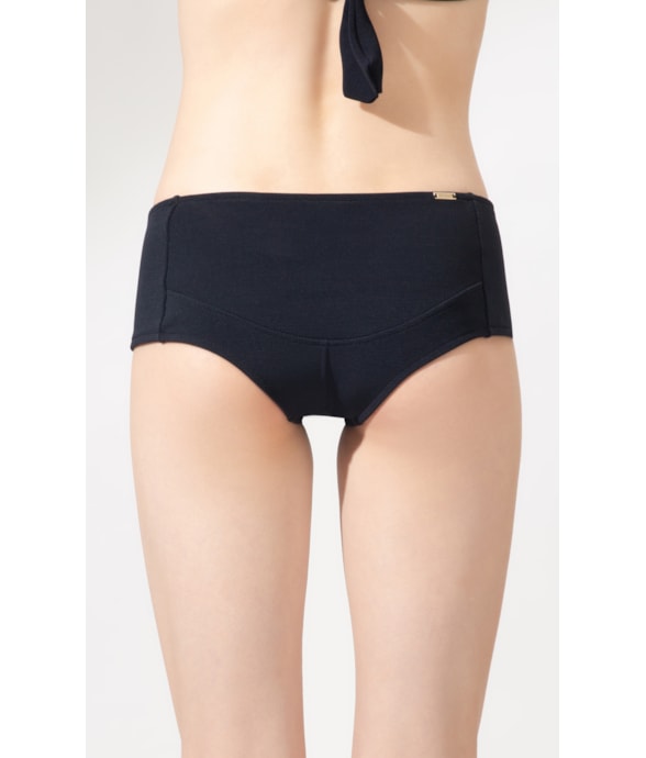 Calcinha Sunkini Comfort Canelado Sculpt Preto