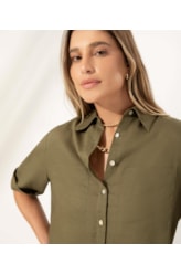 Camisa Bolsos Cambraia Fiji Verde Militar
