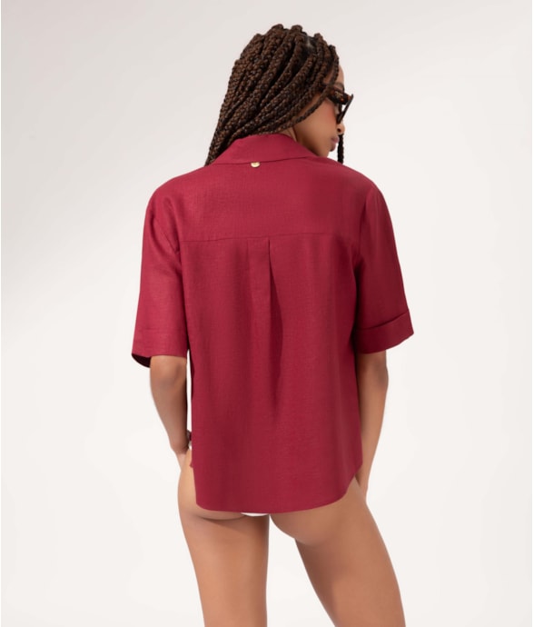 Camisa Cambraia Dark Wine