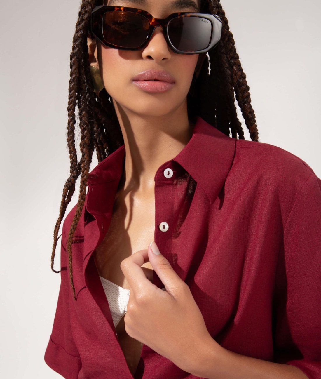 Camisa Cambraia Dark Wine
