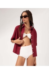 Camisa Cambraia Dark Wine