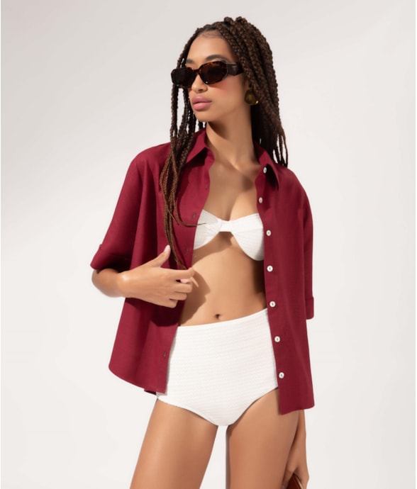 Camisa Cambraia Dark Wine