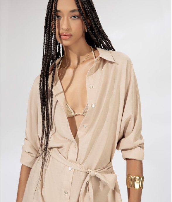 Camisa Cecilia Cambraia Light Areia