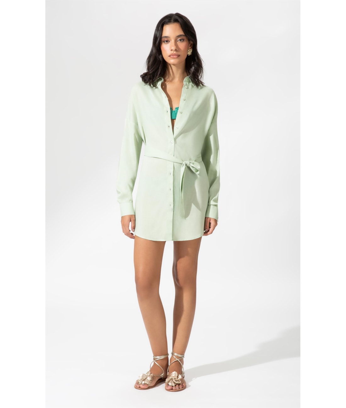 Camisa Cecilia Cambraia Light Verde Claro