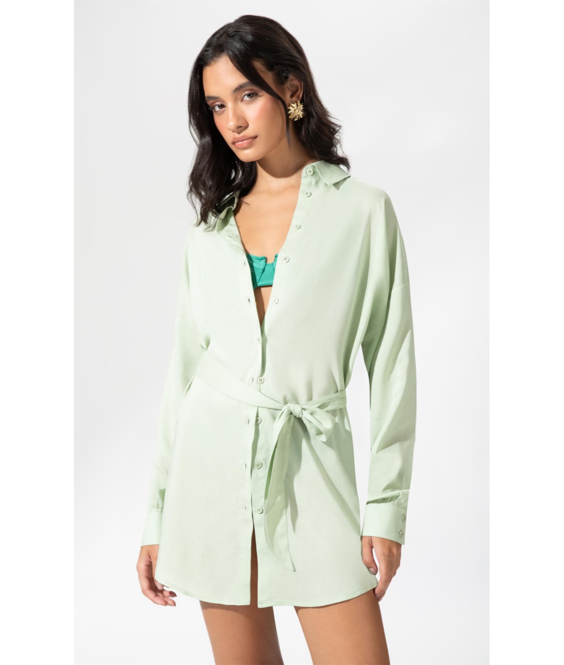 Camisa Cecilia Cambraia Light Verde Claro