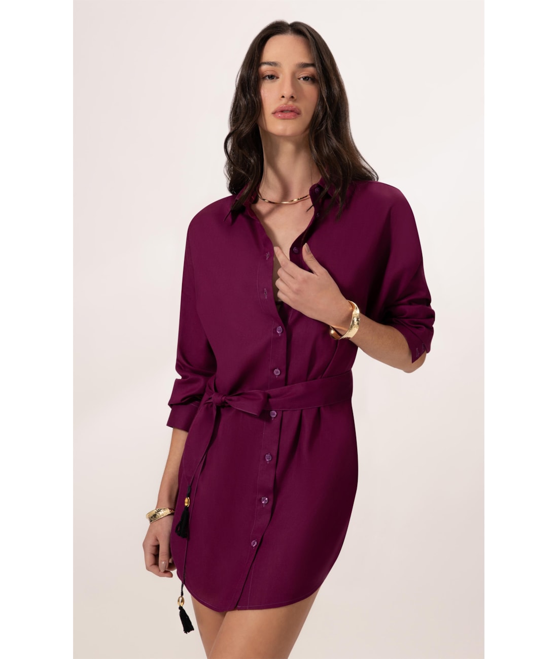 Camisa Cecilia Cambraia Light Vinho