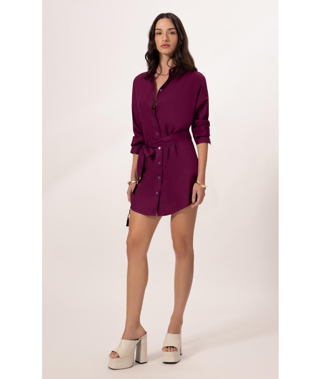Camisa Cecilia Cambraia Light Vinho