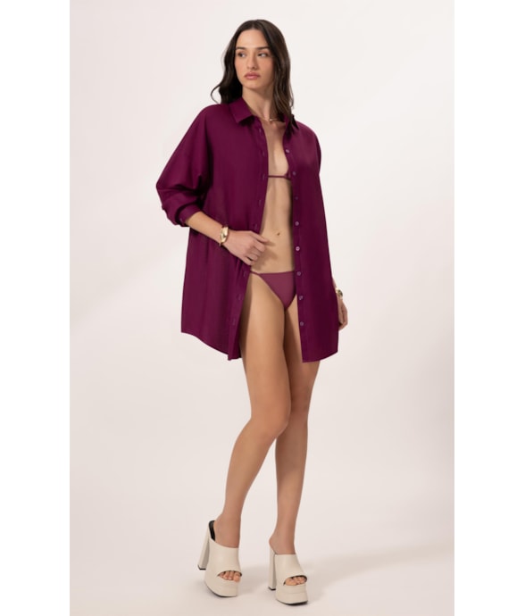 Camisa Cecilia Cambraia Light Vinho