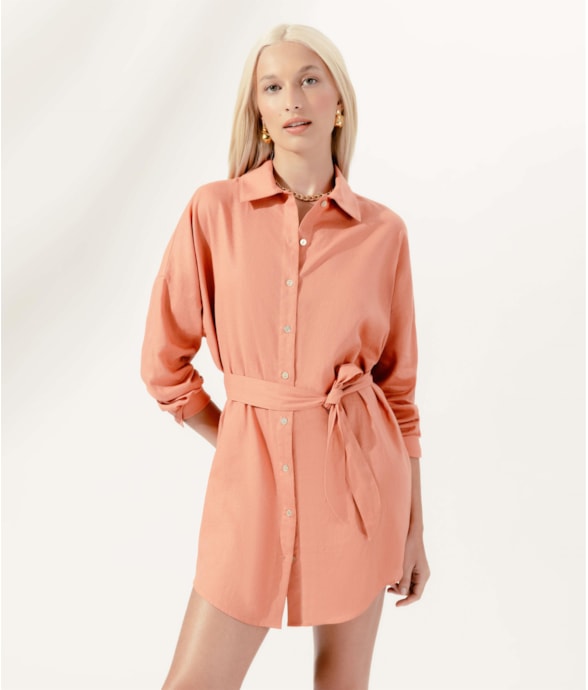 Camisa Cecilia Corais Cambraia Laranja