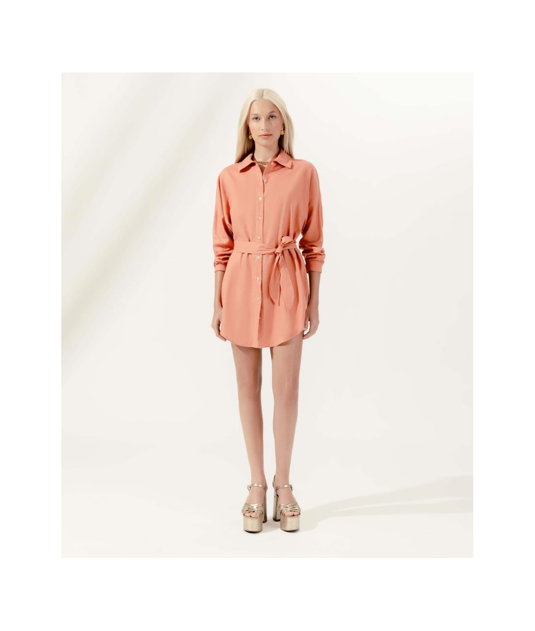 Camisa Cecilia Corais Cambraia Laranja