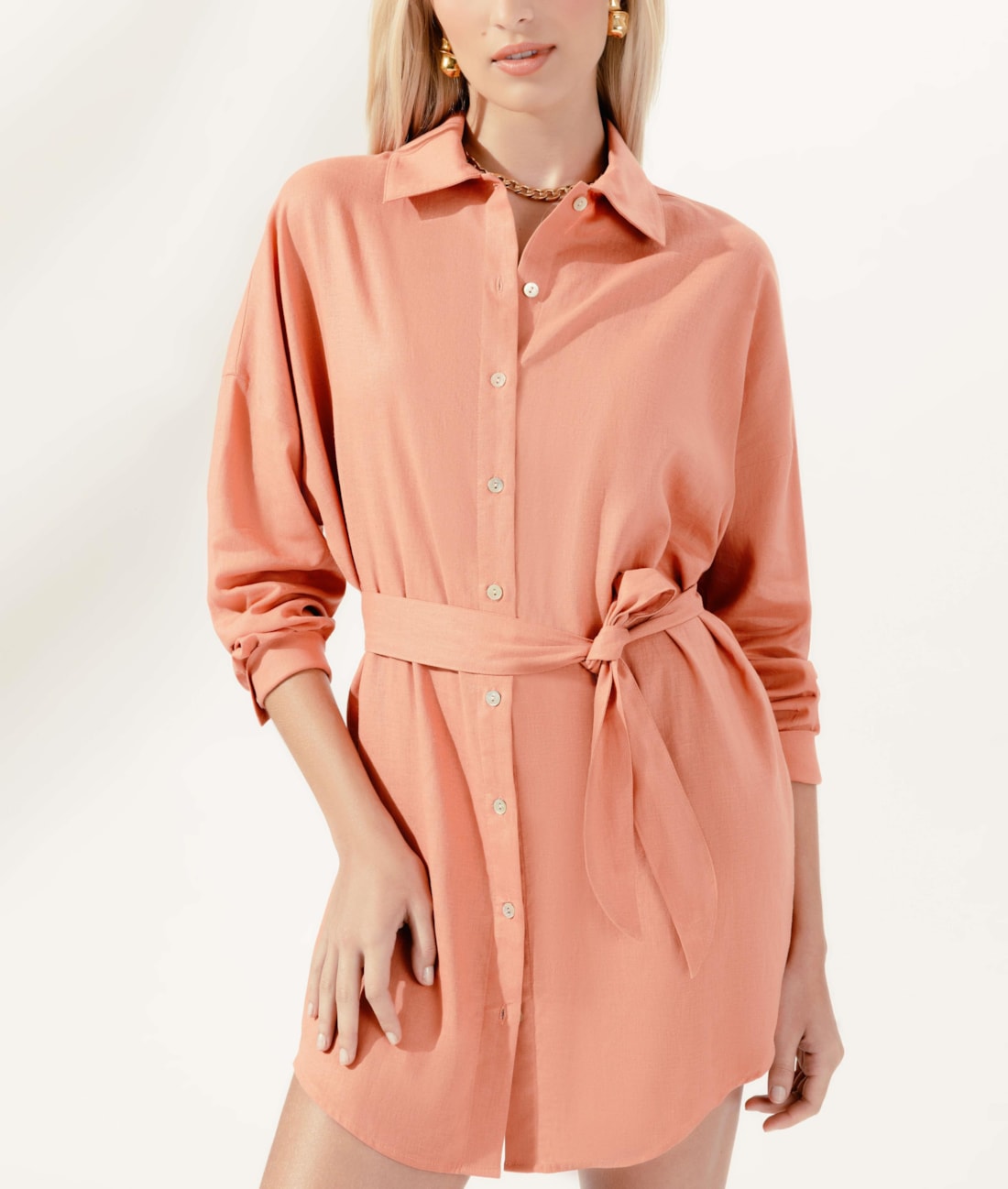 Camisa Cecilia Corais Cambraia Laranja