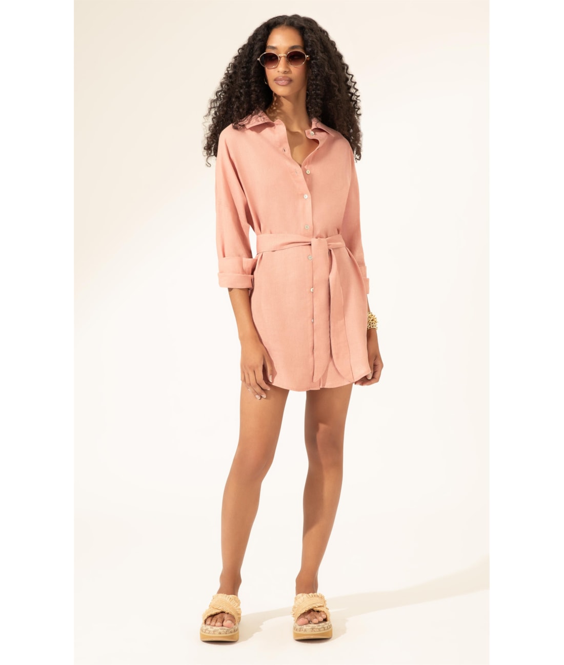 Camisa Cecilia Corais Cambraia Rosa Dusty