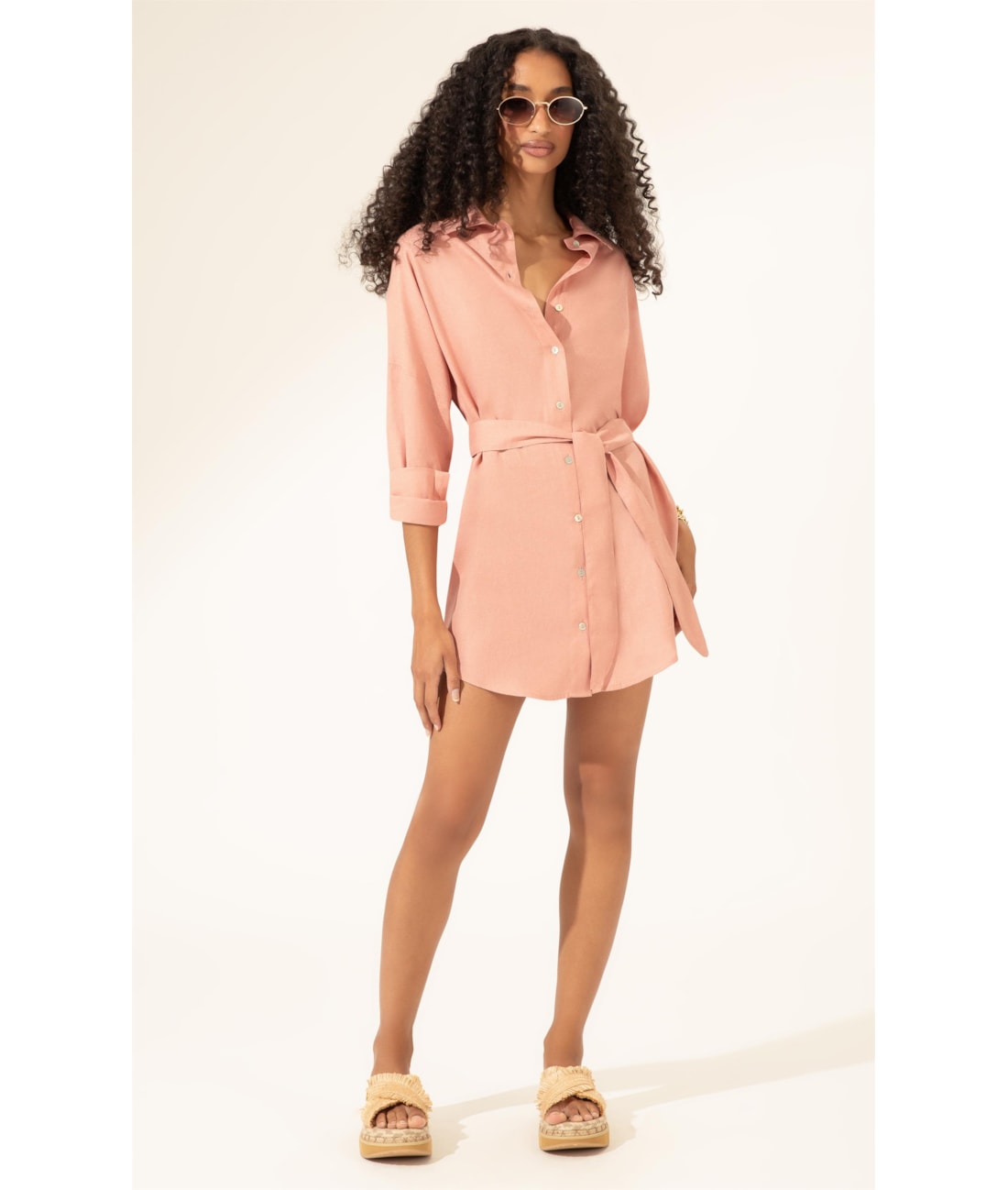 Camisa Cecilia Corais Cambraia Rosa Dusty