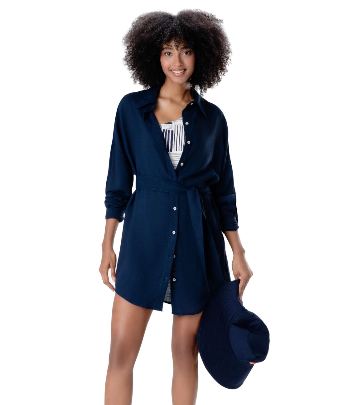 Camisa Cecilia Heavy Linho Marinho