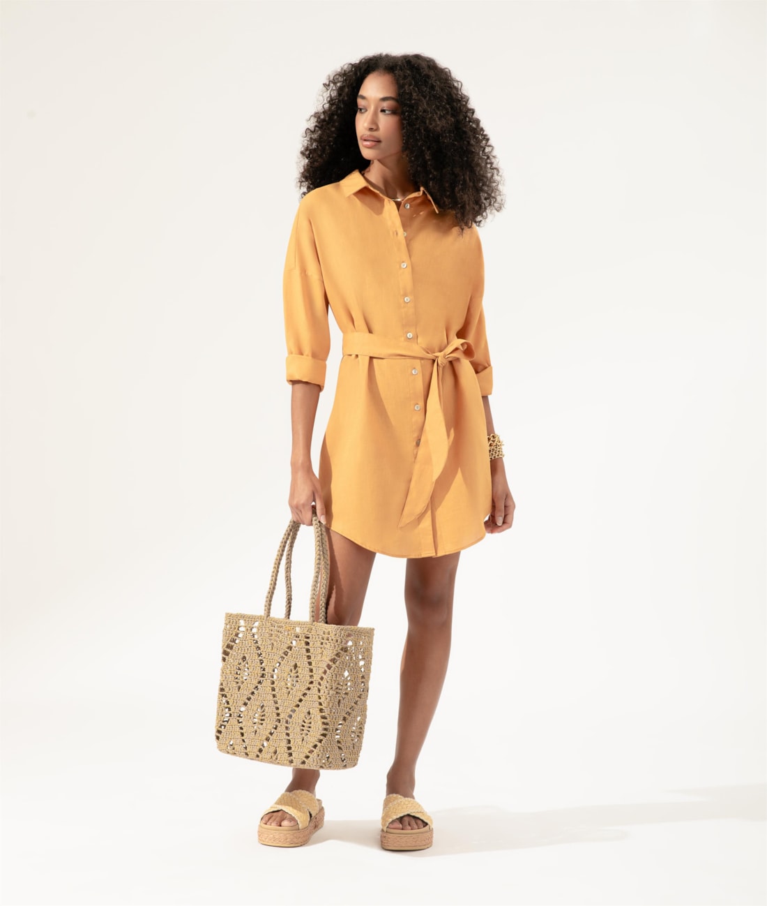 Camisa Cecilia Linho Blend Caramelo