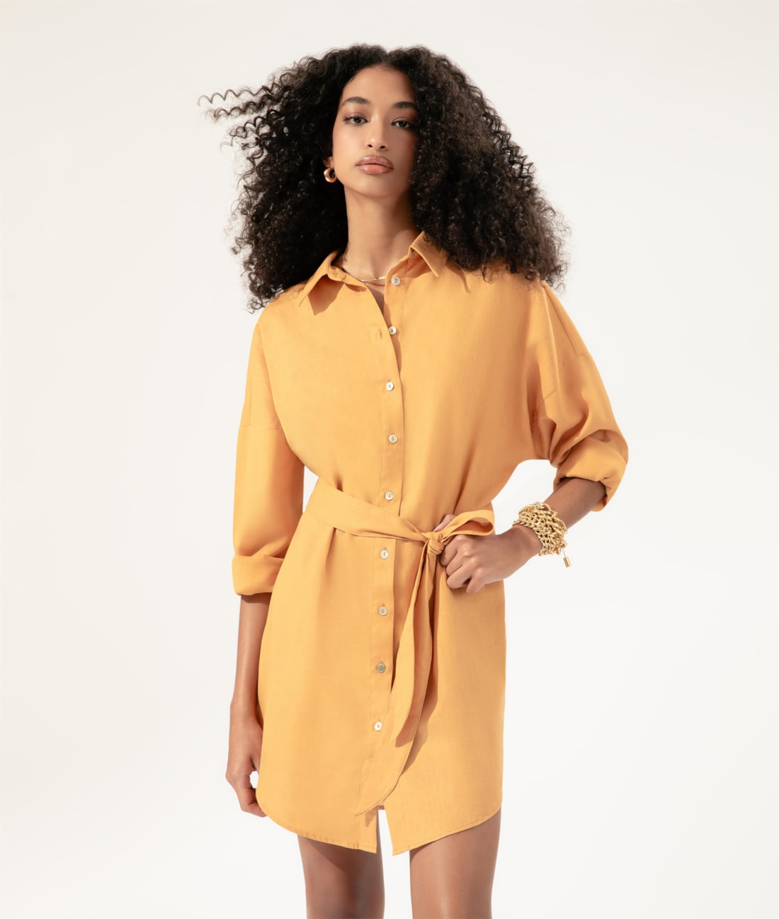 Camisa Cecilia Linho Blend Caramelo