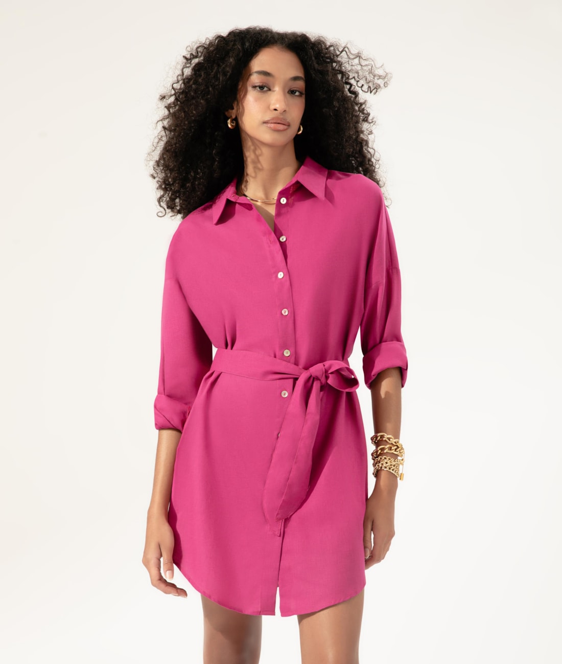 Camisa Cecilia Linho Blend Magenta