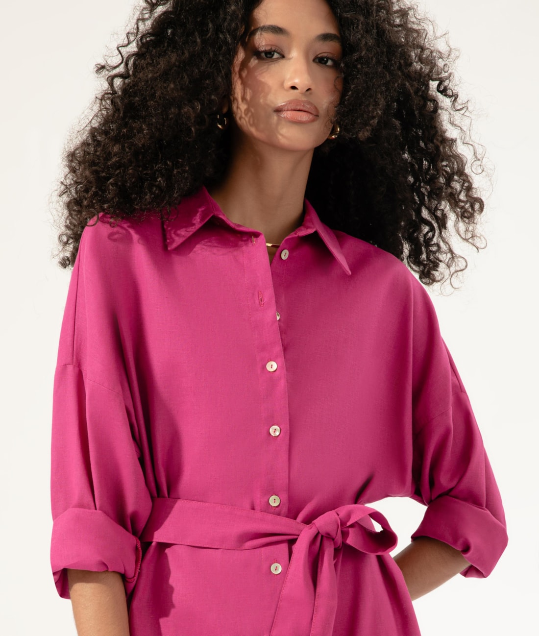 Camisa Cecilia Linho Blend Magenta