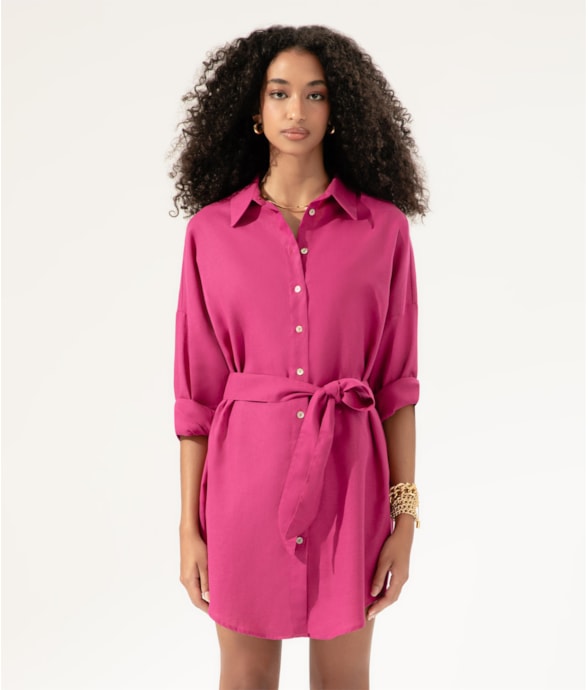Camisa Cecilia Linho Blend Magenta