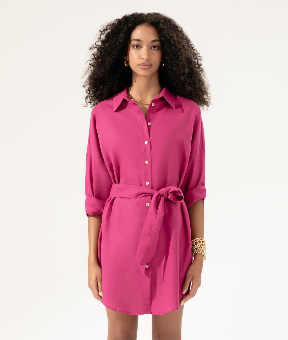 Camisa Cecilia Linho Blend Magenta
