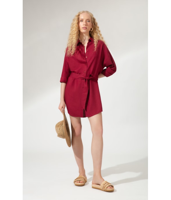 Camisa Cecilia Linho Blend Vinho