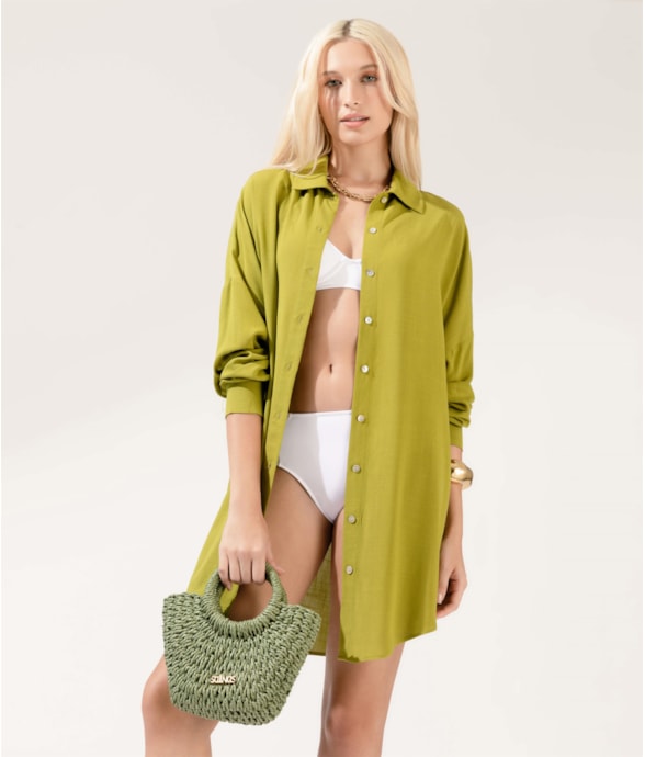 Camisa Cecilia Slub Texture Pistache