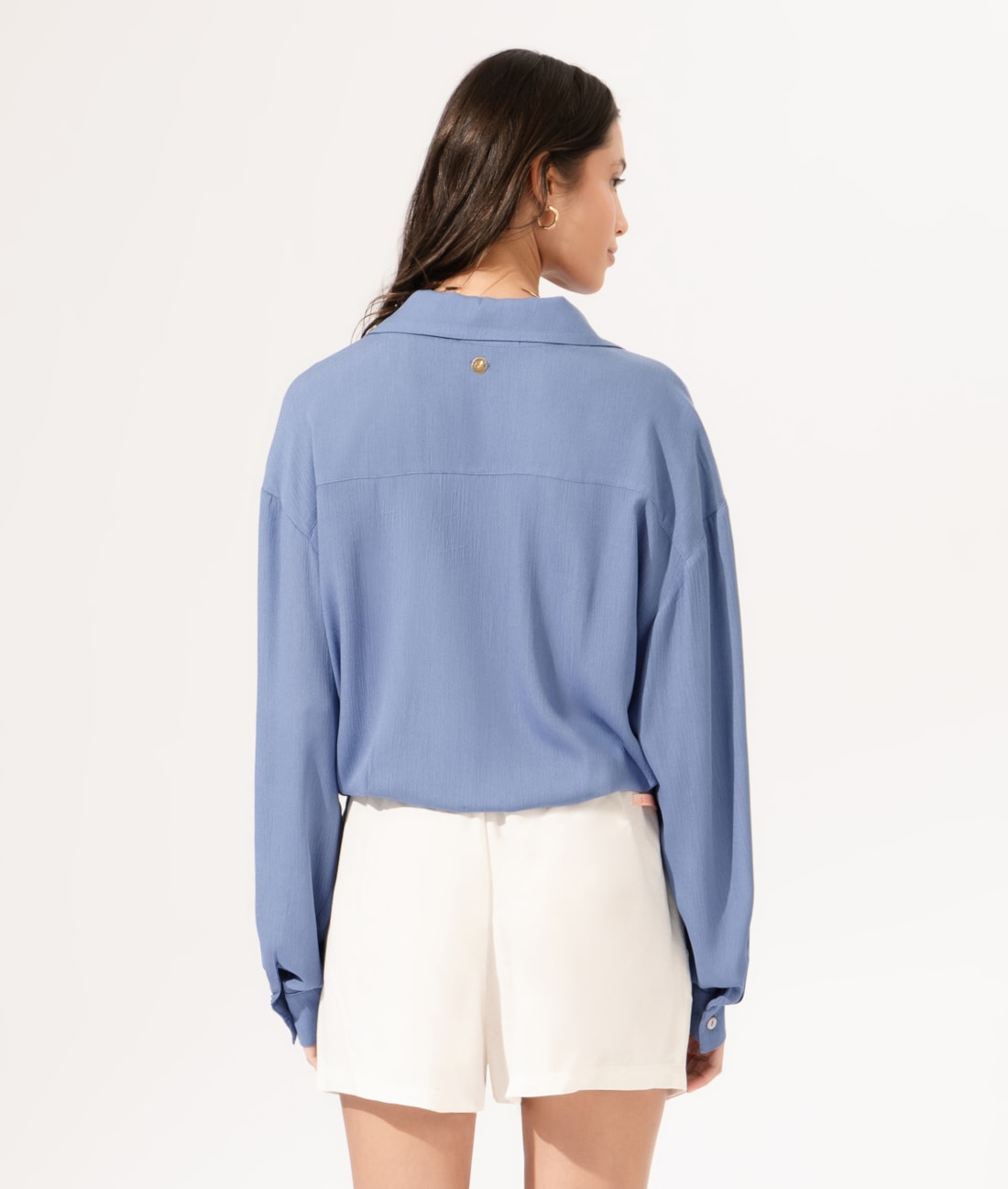 Camisa Crepe Indiano Azul Claro