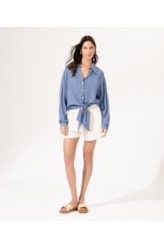 Camisa Crepe Indiano Azul Claro