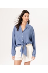 Camisa Crepe Indiano Azul Claro
