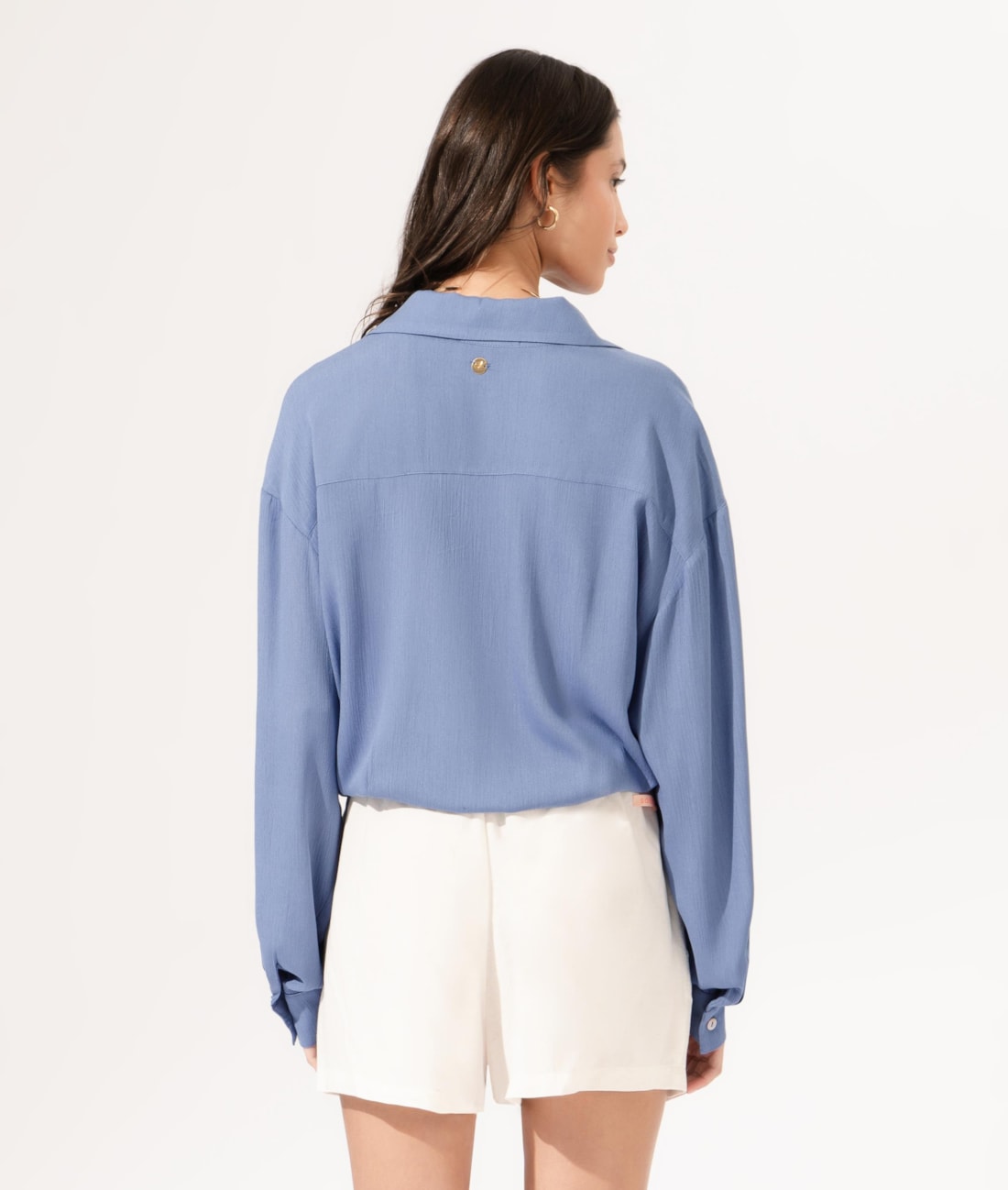 Camisa Crepe Indiano Azul Claro
