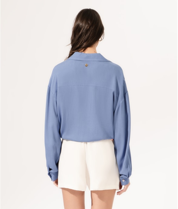 Camisa Crepe Indiano Azul Claro