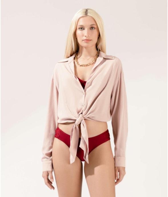 Camisa Crepe Indiano Rosa Dusty