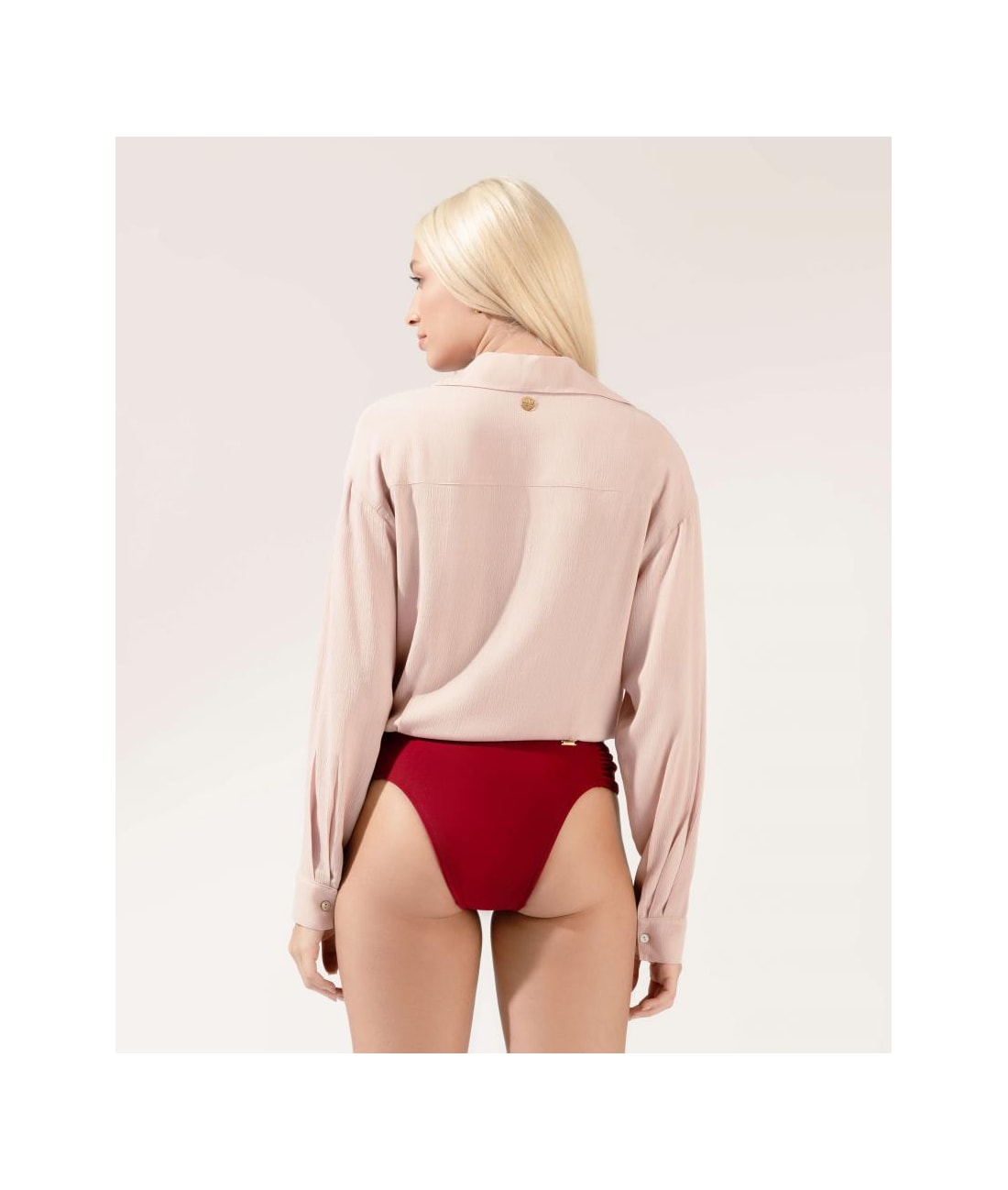 Camisa Crepe Indiano Rosa Dusty