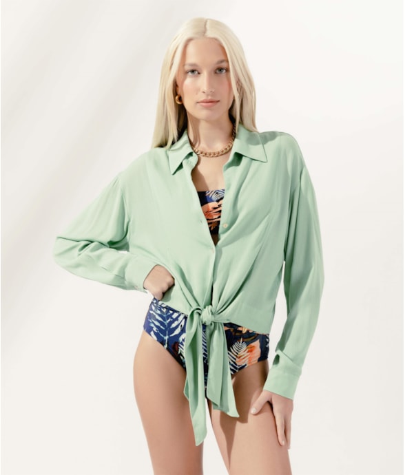 Camisa Crepe Indiano Verde Claro